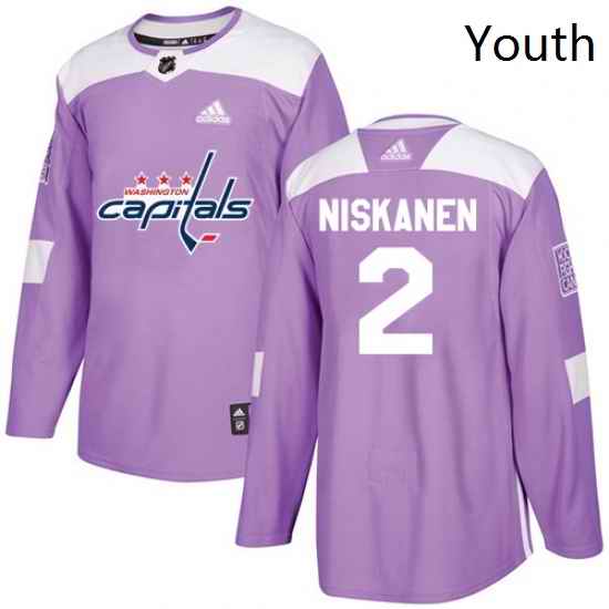 Youth Adidas Washington Capitals 2 Matt Niskanen Authentic Purple Fights Cancer Practice NHL Jersey